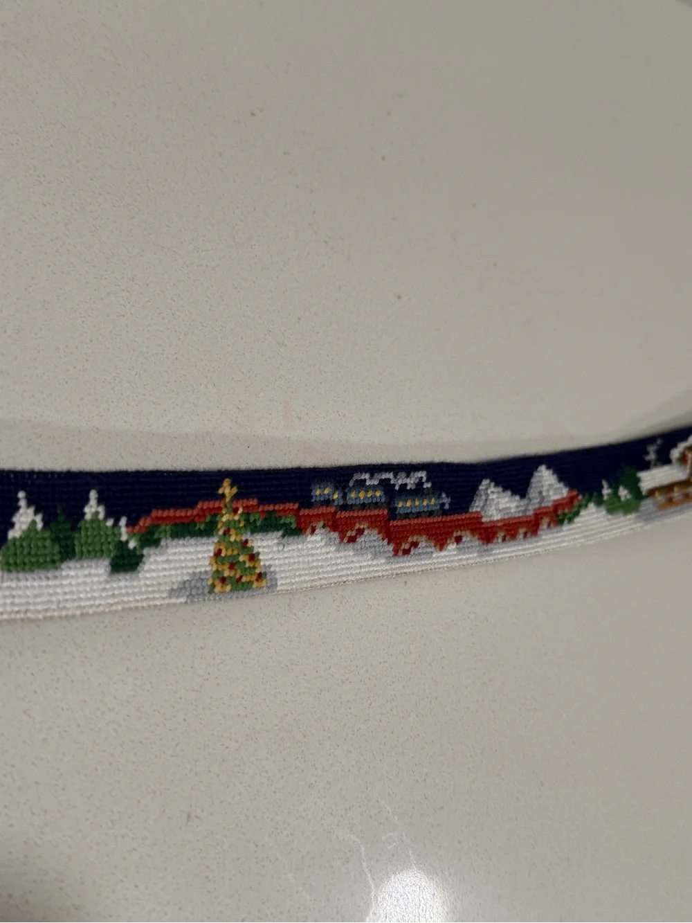 Smathers & Branson Kids Large Christmas Holiday Needlepoint Belt Santa Reindeer